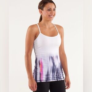 Lululemon Power Y Tank Top- Engineered Mirage Deep Indigo / White